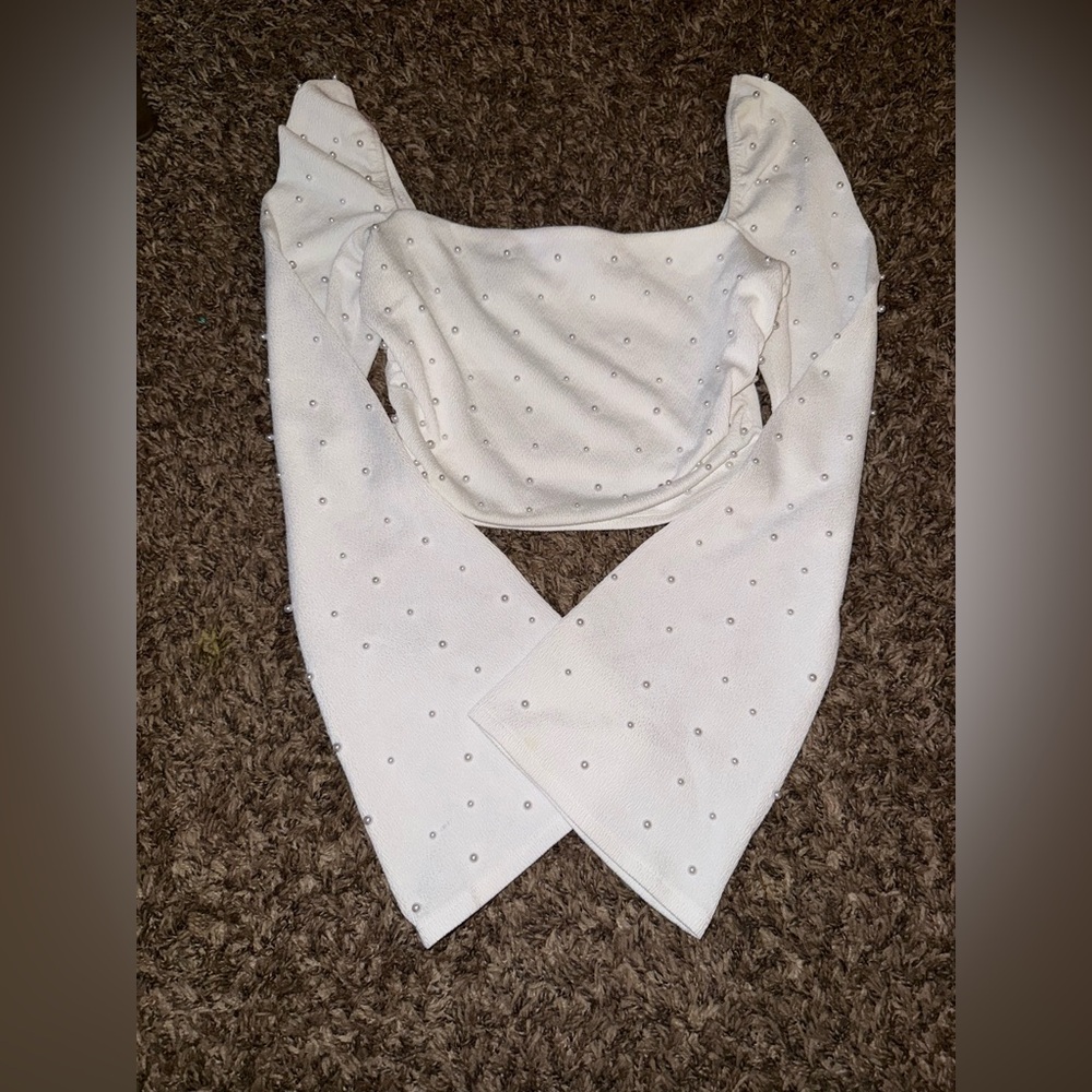 Windsor White Blouse with Metallic Details